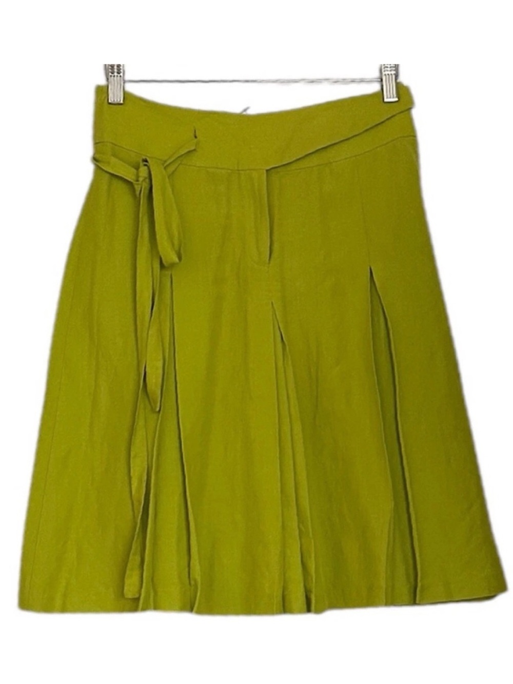NWT Kuhle Women’s Skirt Lime Green Pleated Knee Length Size M Tie